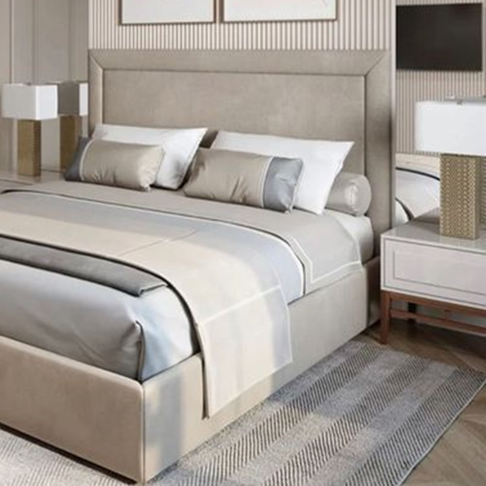 Cama Box Tarima + Cabecera Kano Biege 1.5 Plazas Decora