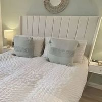 Cama Box Tarima + Cabecera Beddd  Beige 1.5 Plazas Decora