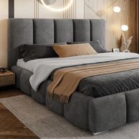 Cama Box Tarima + Cabecera Liza Gris  1.5 Plazas Decora
