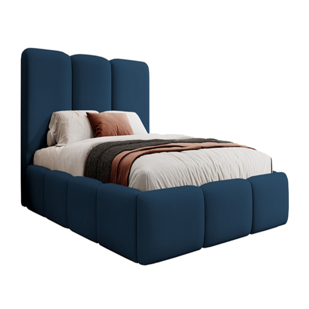 Cama Box Tarima + Cabecera Maddison azul King Decora