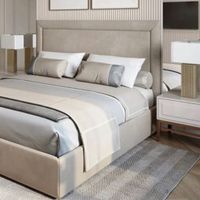 Cama Box Tarima + Cabecera Kano Biege  Queen Decora