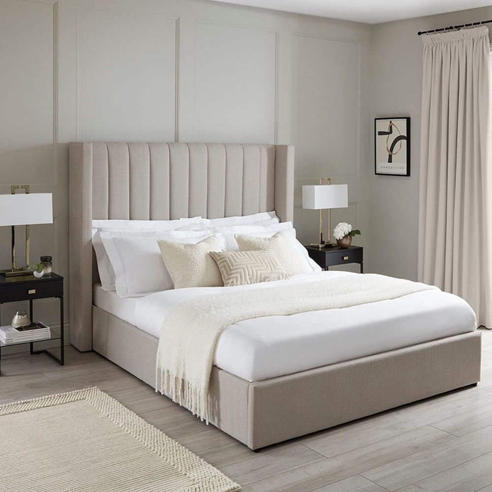 Cama Box Tarima + Cabecera Brace Beige King Decora Cama Box Tarima + Cabecera Brace Beige King Decora