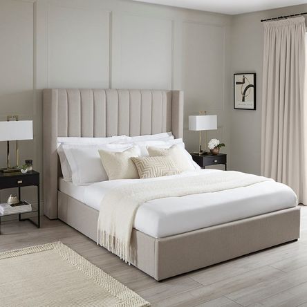Cama Box Tarima + Cabecera Brace Beige King Decora