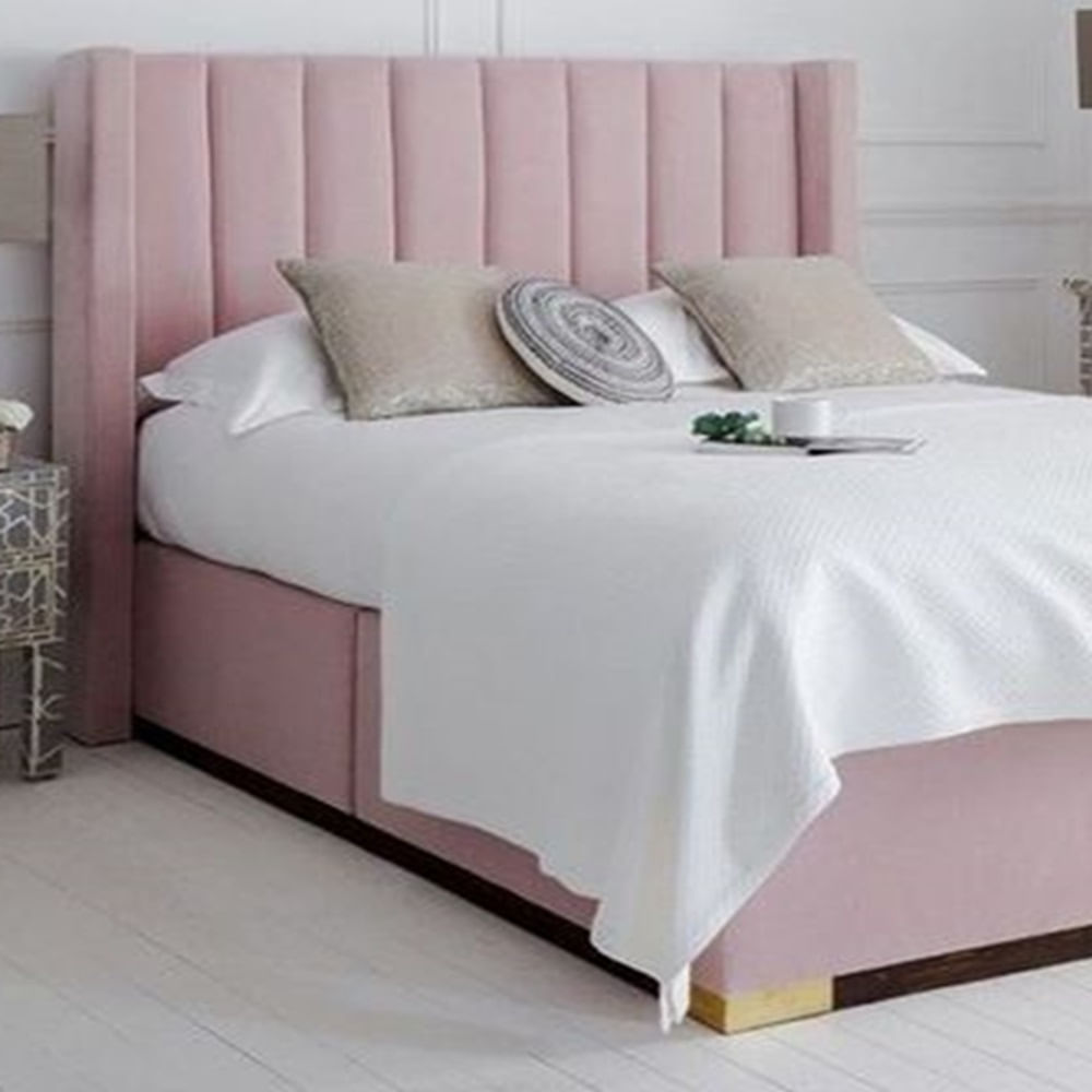 Cama Box Tarima + Cabecera Stela Rosa  King Decora