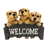 Adorno Bienvenido 3 Perros Resina 24cm Orange