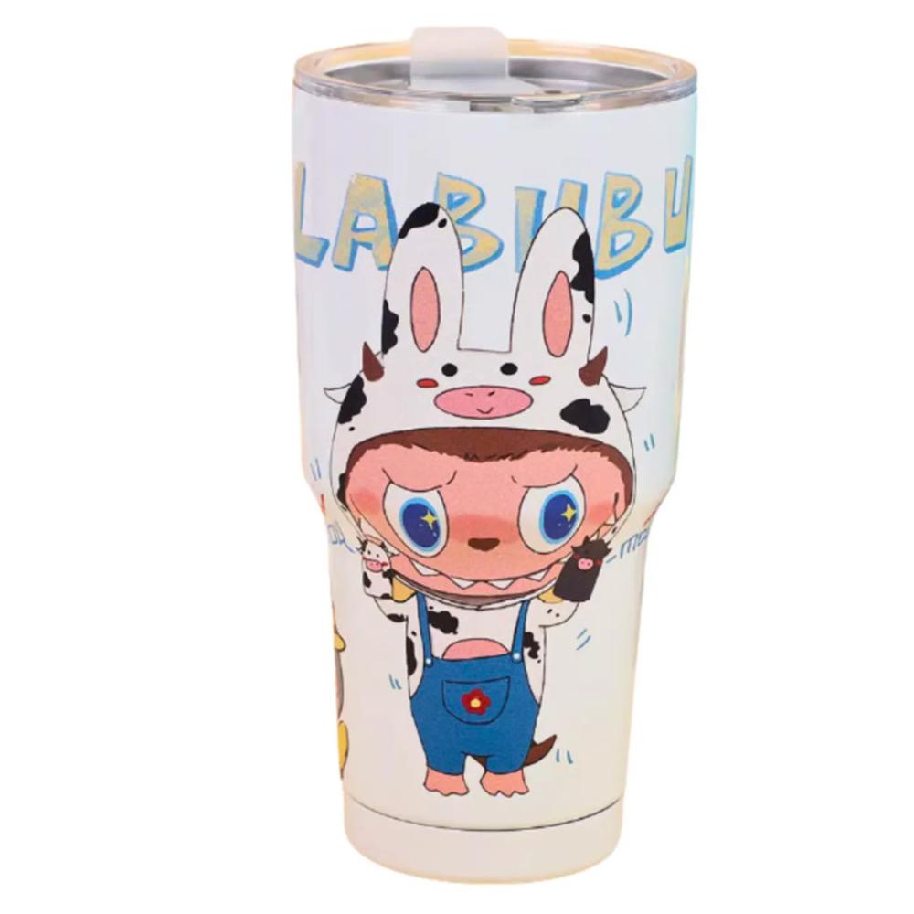 Vaso Térmico Labubu Blanco 1200ml Asa y Pajilla