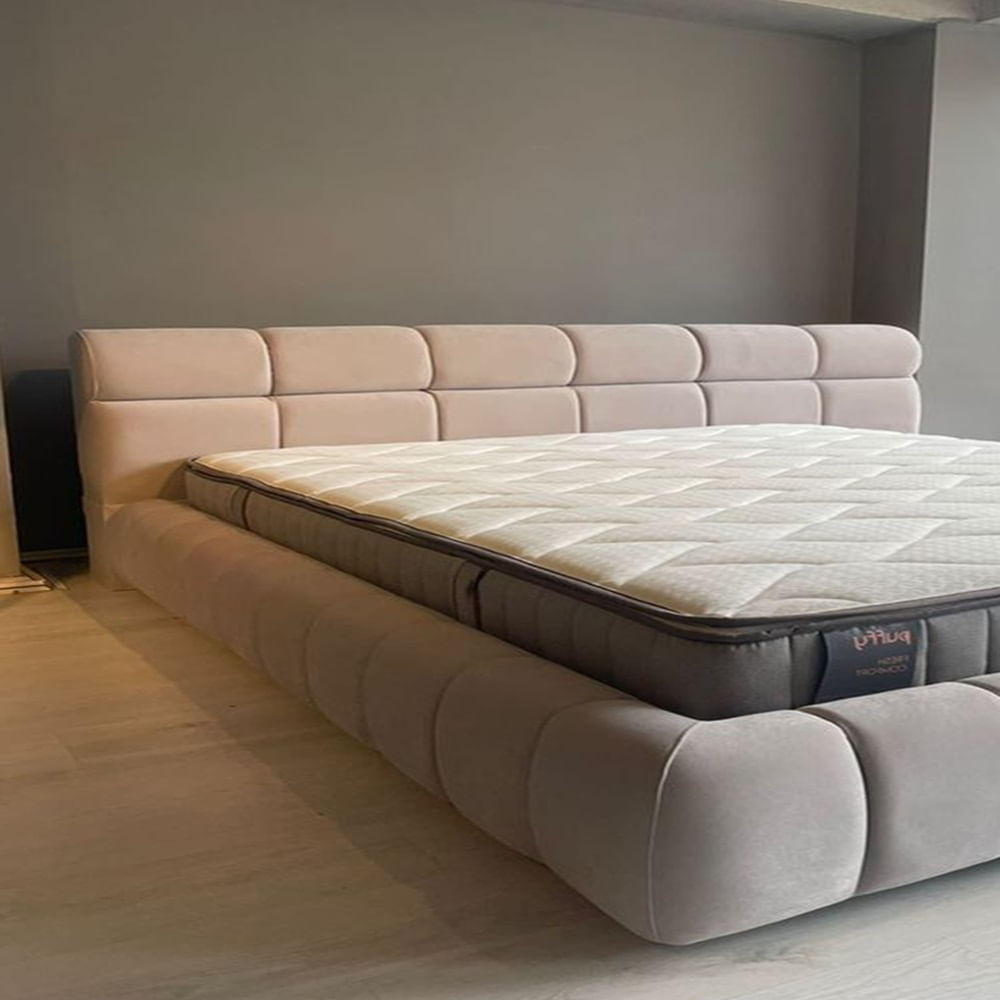 Cama Box Tarima + Cabecera Luxi Beige Queen Decora