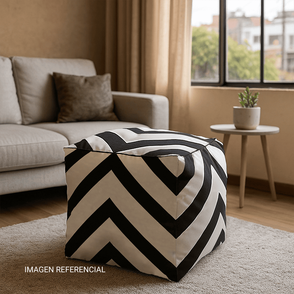 Puff Blanco con negro Cúbico 50cm Urbano Orange