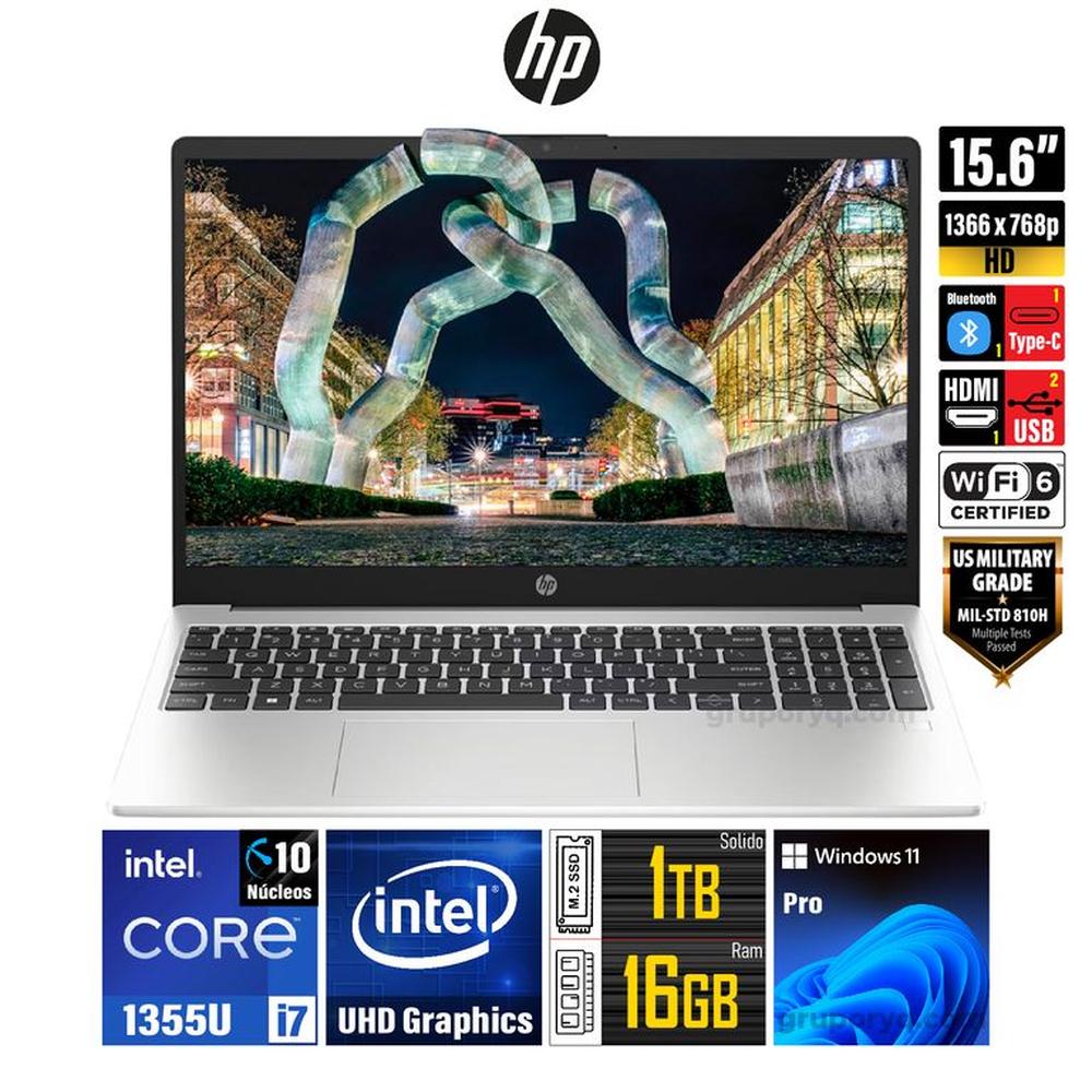 LAPTOP HP 250 G10 Intel Core i7-1355U Pantalla 16.5"" HD RAM 16GB SSD 1TB - 9S7D1LS#ABM