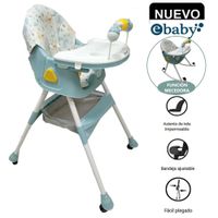 Silla de Comer Asiento Reclinable Ebaby DALI Verde con Ruedas