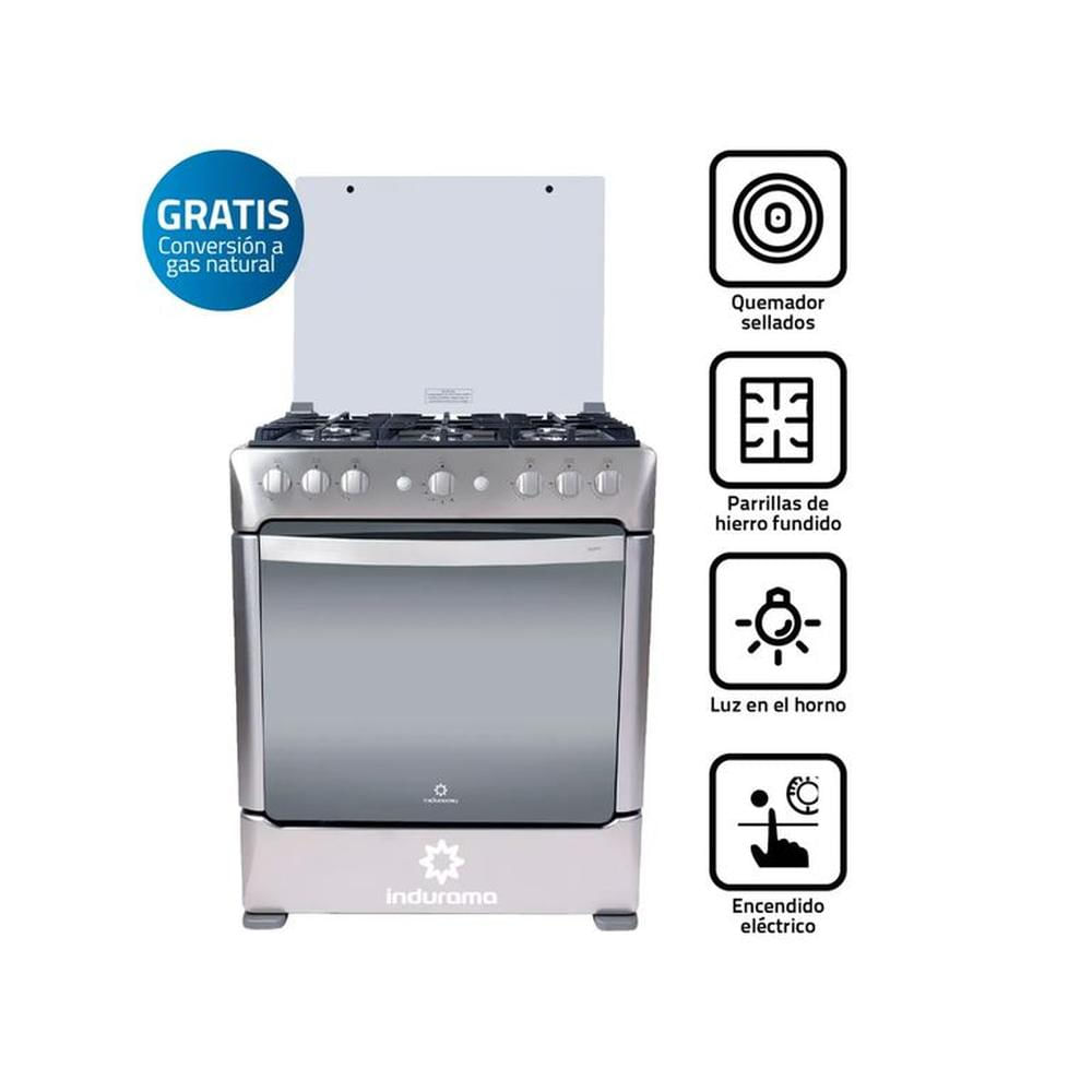 COCINA INDURAMA PARMA ZAFIRO 6 HORNILLAS CROMA