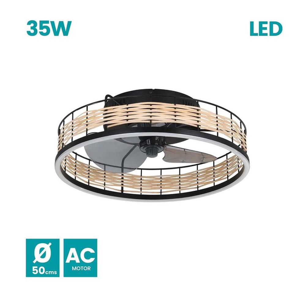 Ventilador Frana 35w Negro-rattan