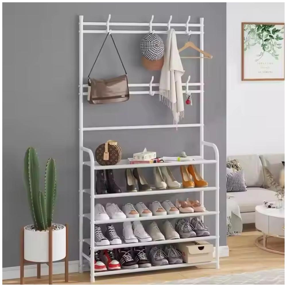 Estante Organizador Zapatera Multiusos de Metal Premium 5 Niveles 170x80x26cm Blanco