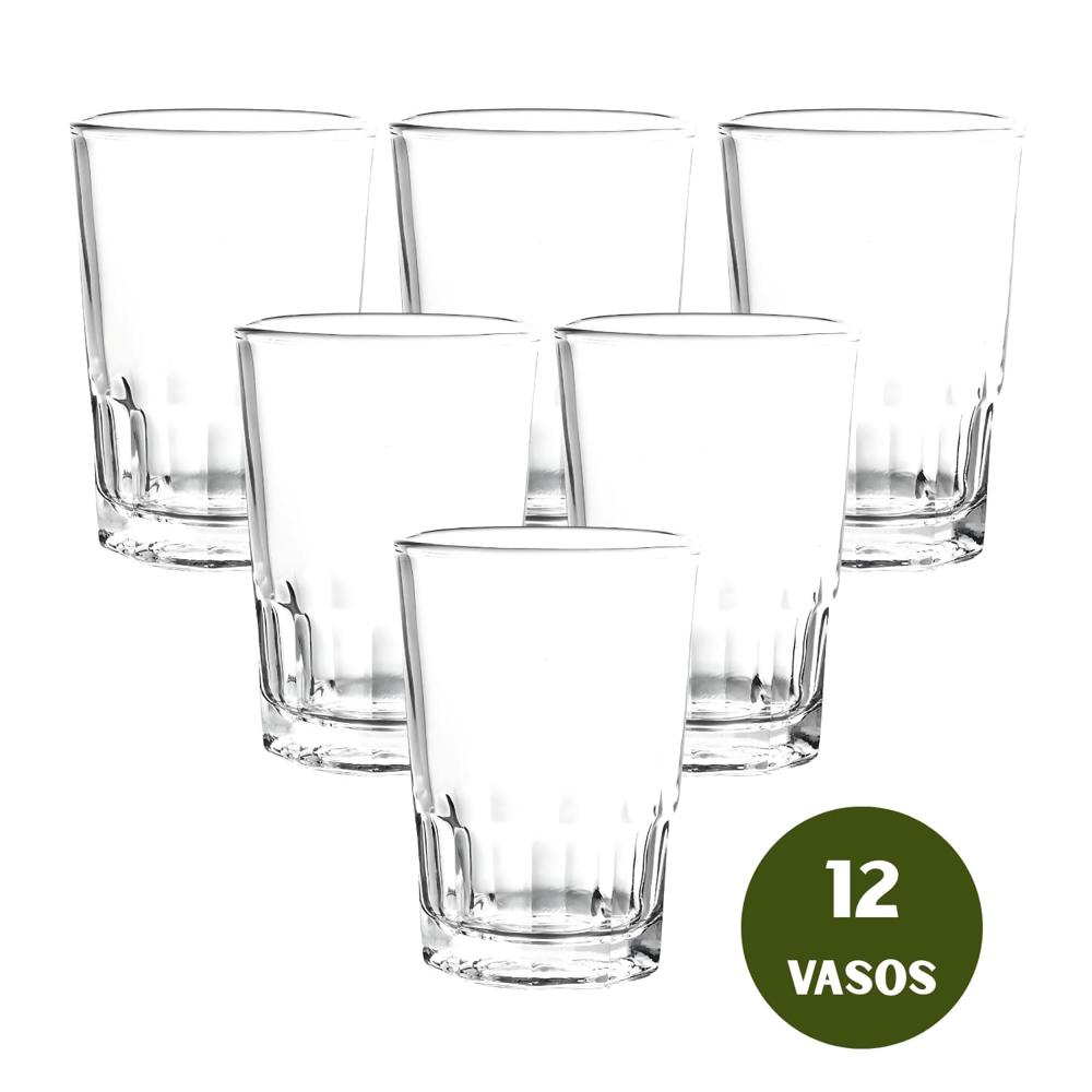 Vaso de Vidrio Cristar Nova Liso 7oz, Set 12 Vasos Cristar