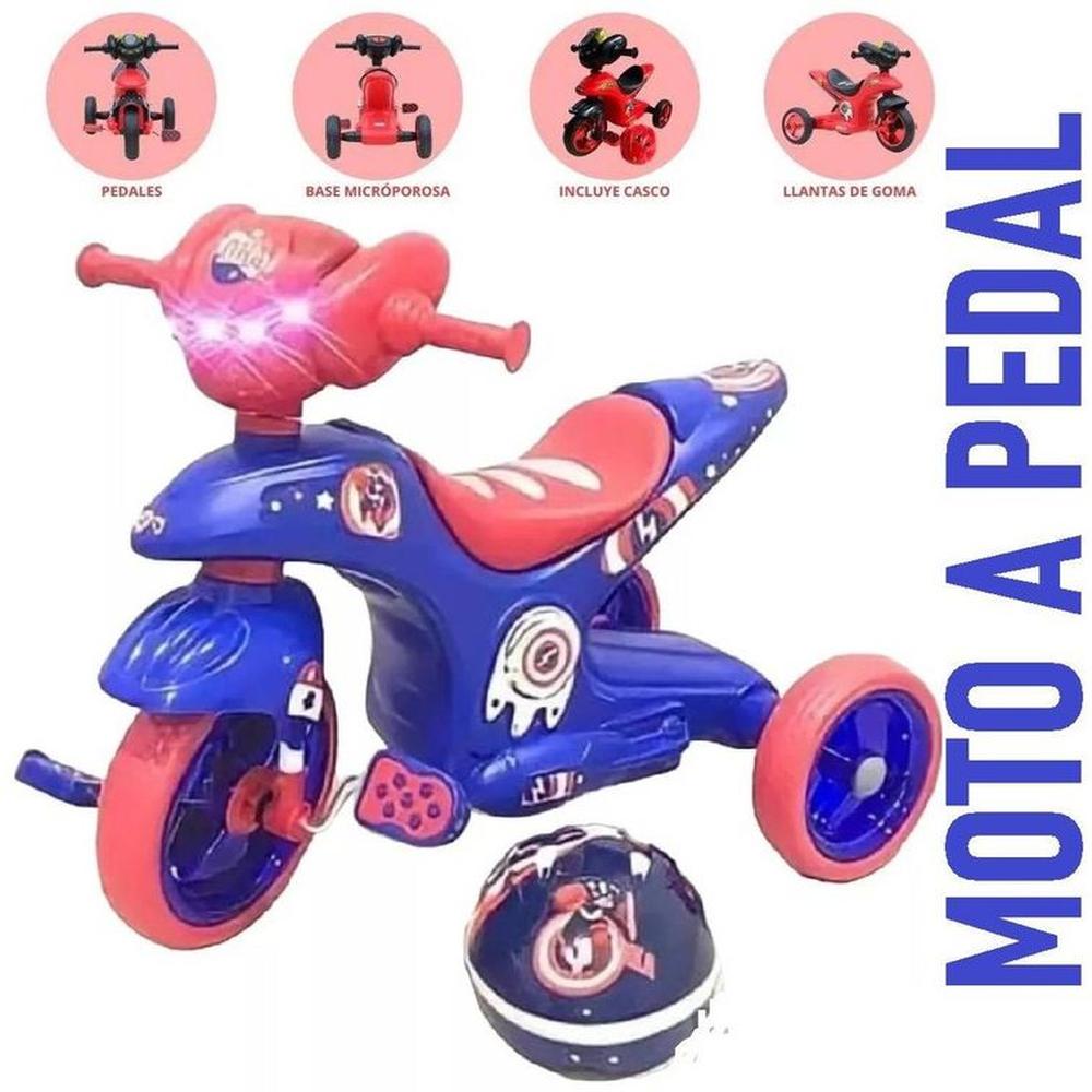 Moto a Pedal Musical con Luces y Bocina Rojo y Azul