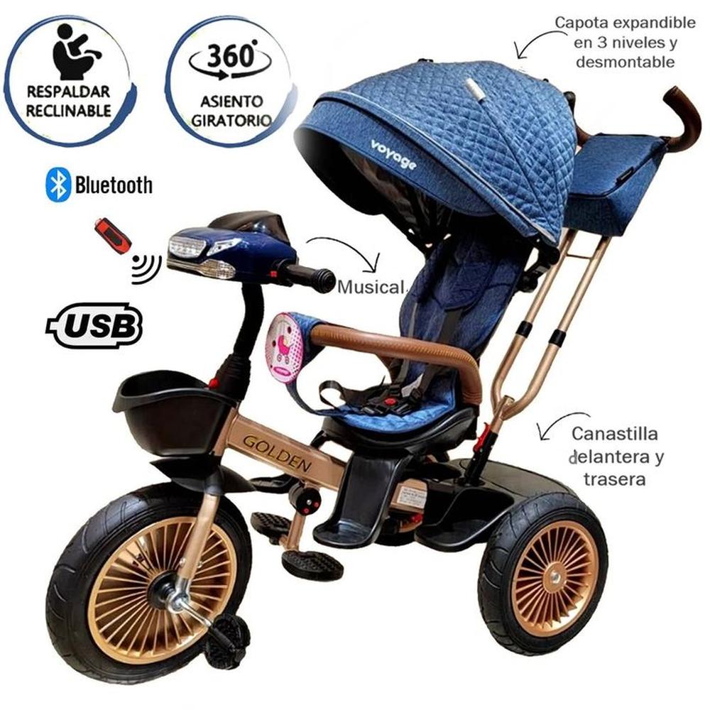 Triciclo Golden Voyage Asiento Giratorio con Control Azul