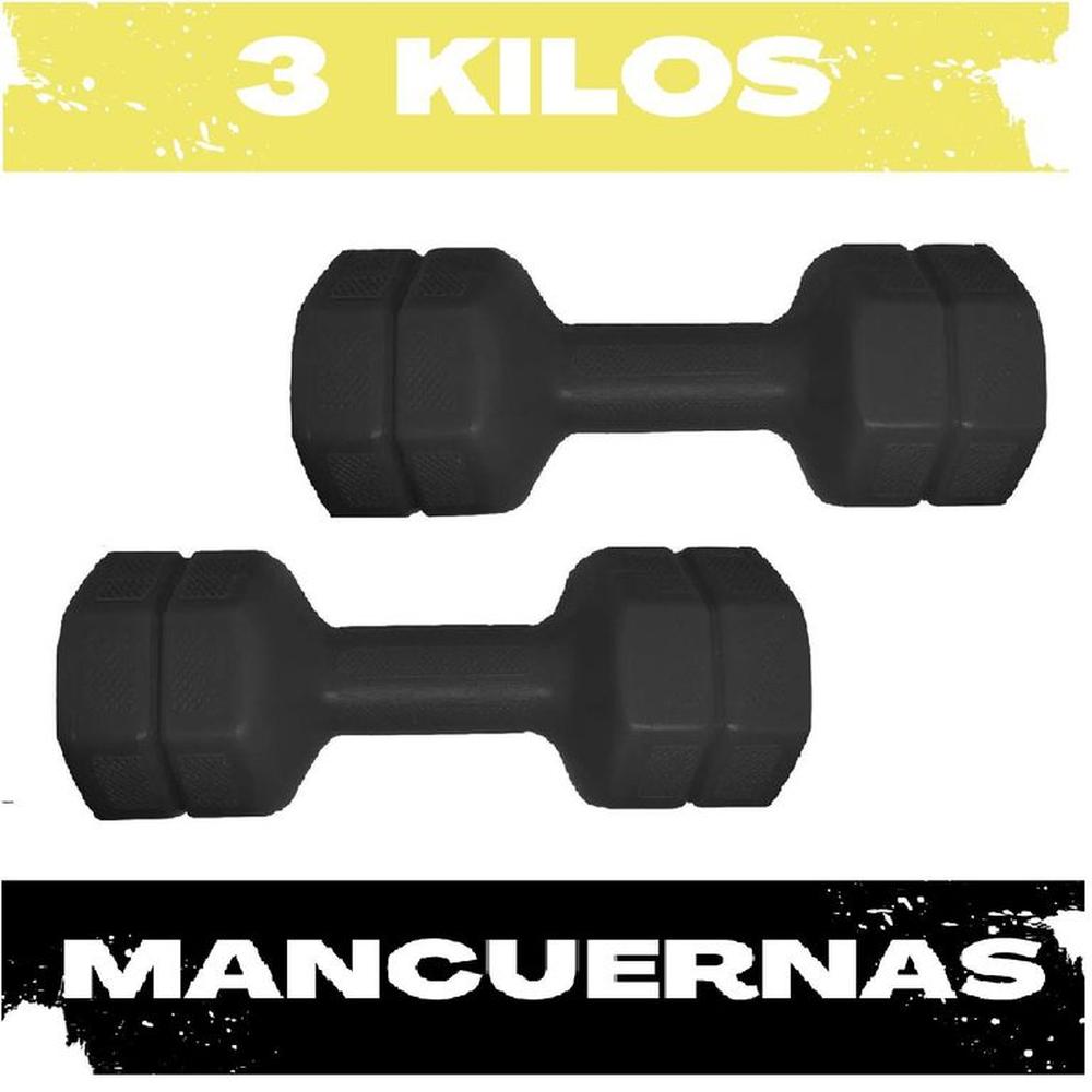 Juego de 2 Mancuerna Plastificada 3 kilos Negro