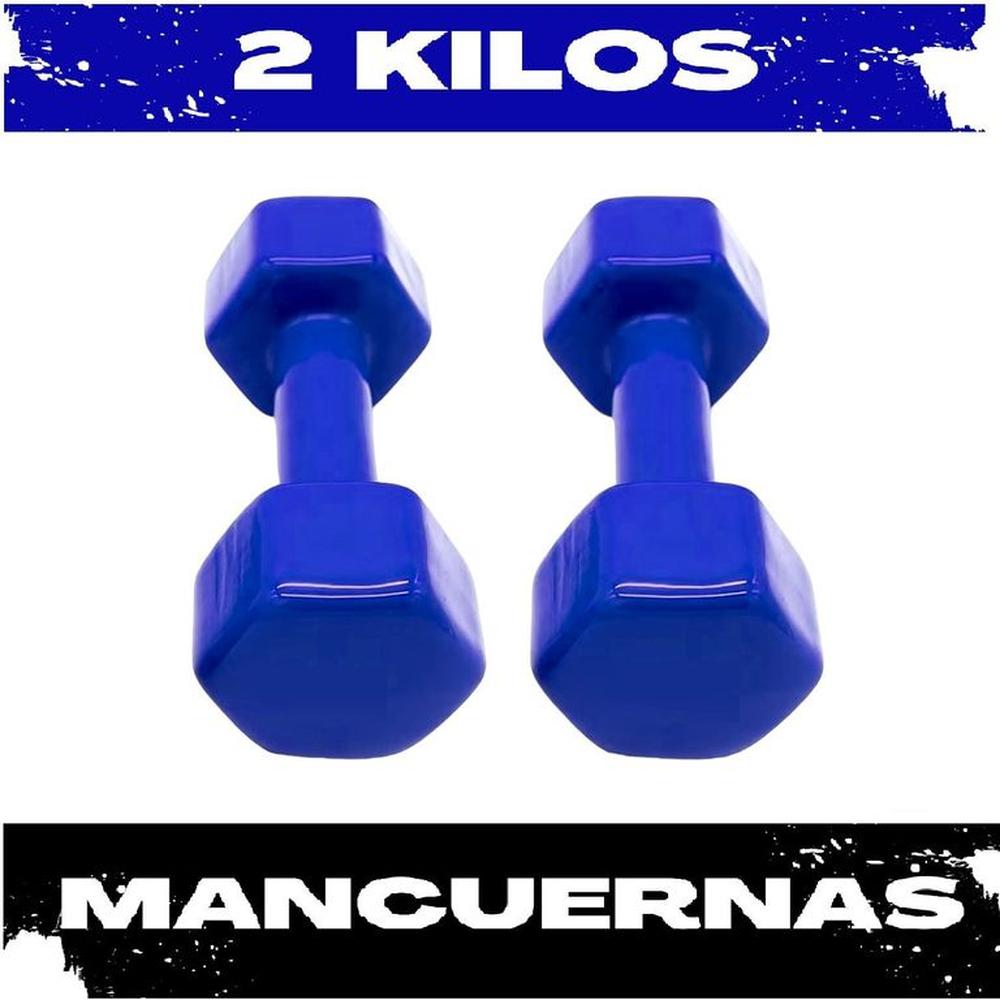 Juego de 2 Mancuerna Plastificada 2 kilos Azul