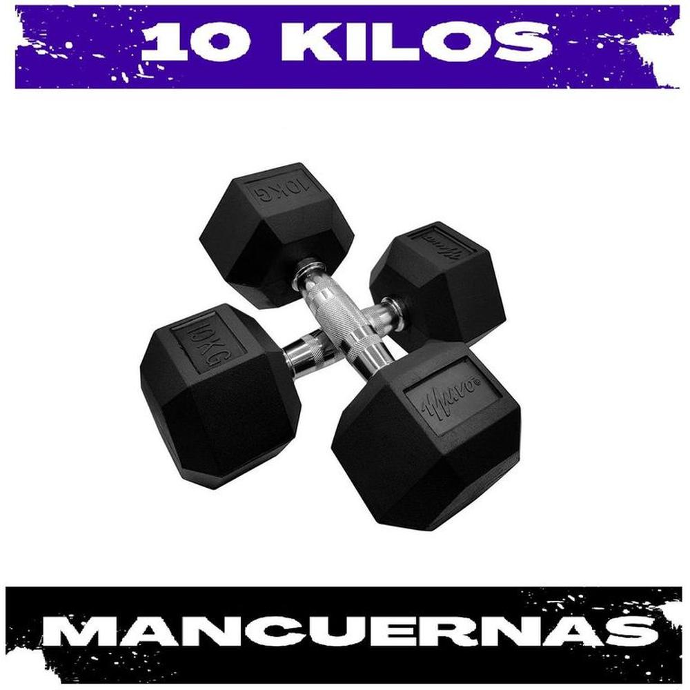 Juego de 2 Mancuernas Exagonal 10 Kilos Negro