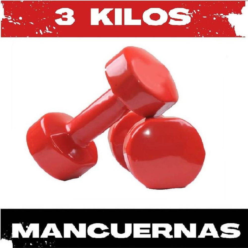Juego de 2 Mancuerna Plastificada 3 kilos Rojo