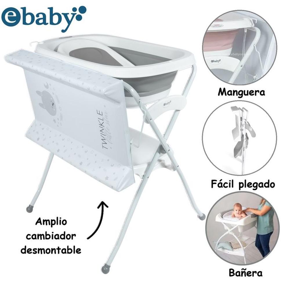 Bañera Plegable Cambiador con Soporte Spark -Gris