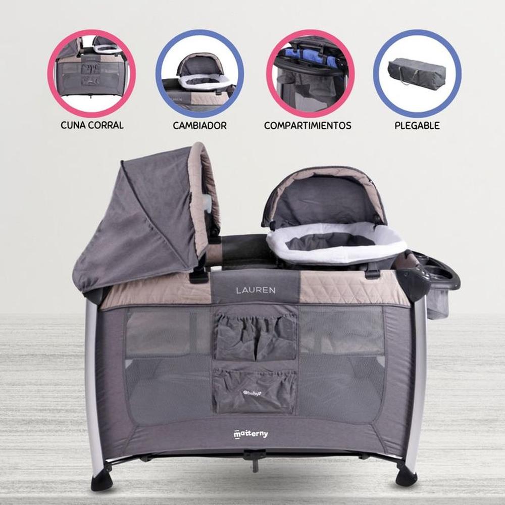 Cuna Corral Ebaby Lauren 730 con Luz y Sonido beige