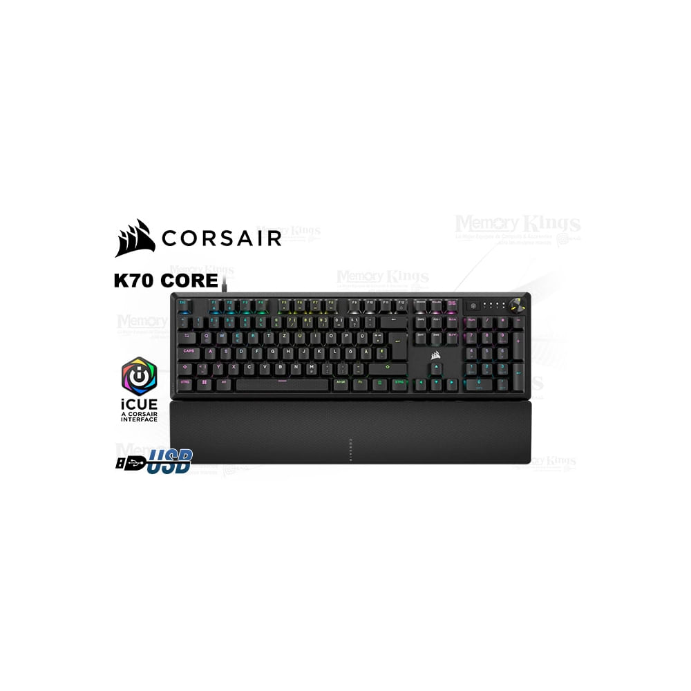 Teclado Gaming Corsair K70 RGB Mecánico - Alta Respuesta, Iluminación Personalizable, Diseño Ergonó