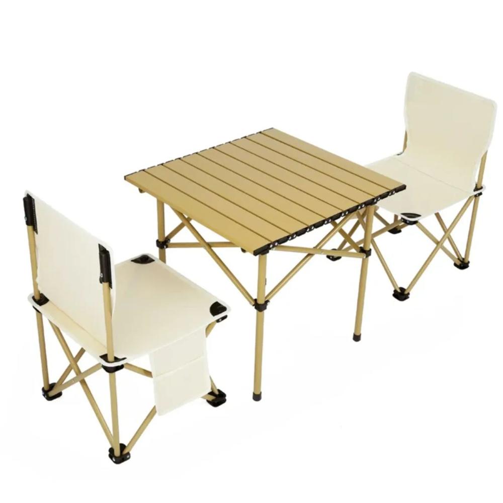 Mesa plegable para picnic camping portátil con 2 sillas