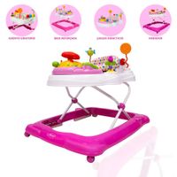 ANDADOR CAMINADOR CON ASIENTO GIRATORIO LESSI EBABY ROSA