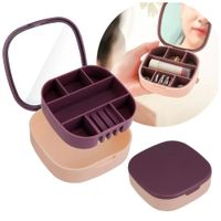 Joyero Organizador de Joyas con Espejo Portátil Multiusos Rosado