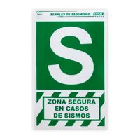 Señal de Zona Segura en caso de Sismos Papel Verde 20x30 cm