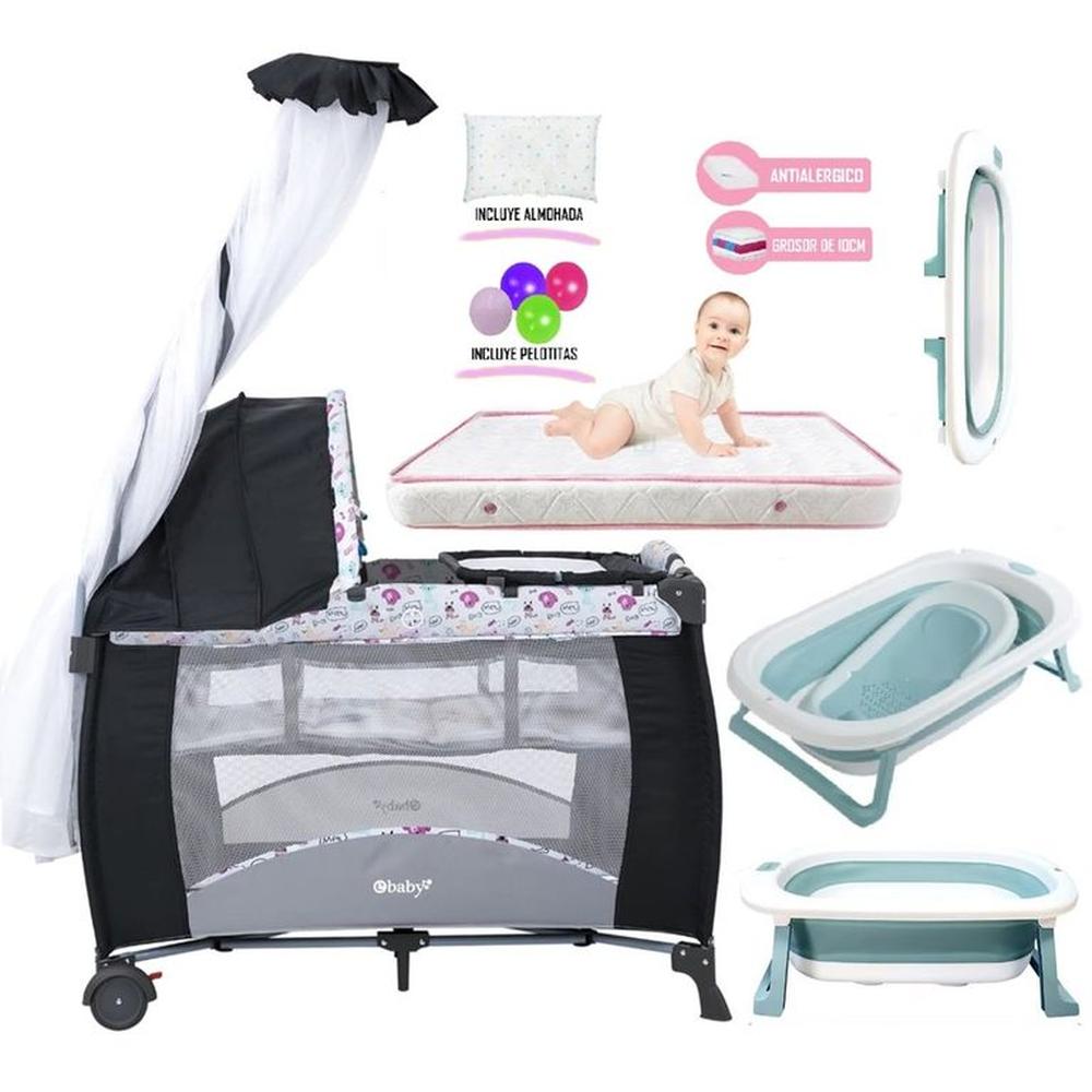 Cuna Corral Mecedora SALLY 716 + Colchón de 4"" + Tina