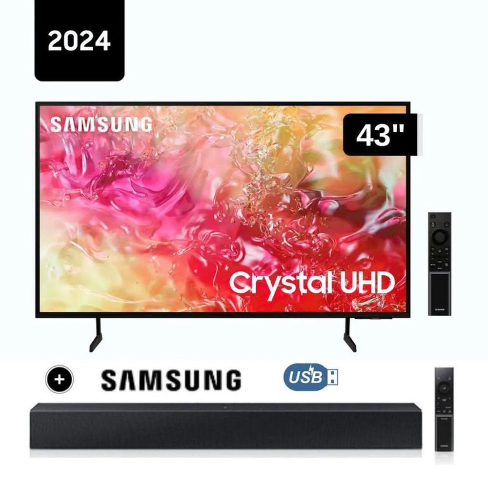 Televisor Smart Samsung 43'' Crystal UHD 43DU7000 Tizen OS - 2024 + Sound bar Samsung C400