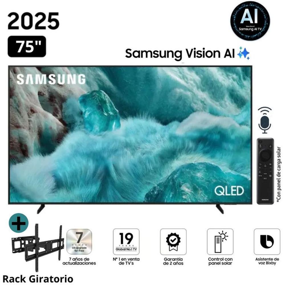 Televisor Samsung 75 QLED Q7F Vision Ai Smart Tv 2025 + Rack Giratorio