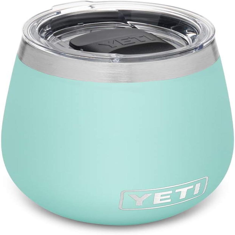 YETI Rambler Vaso de vino de 10 oz de acero inoxidable con tapa MagSlider color turquesa