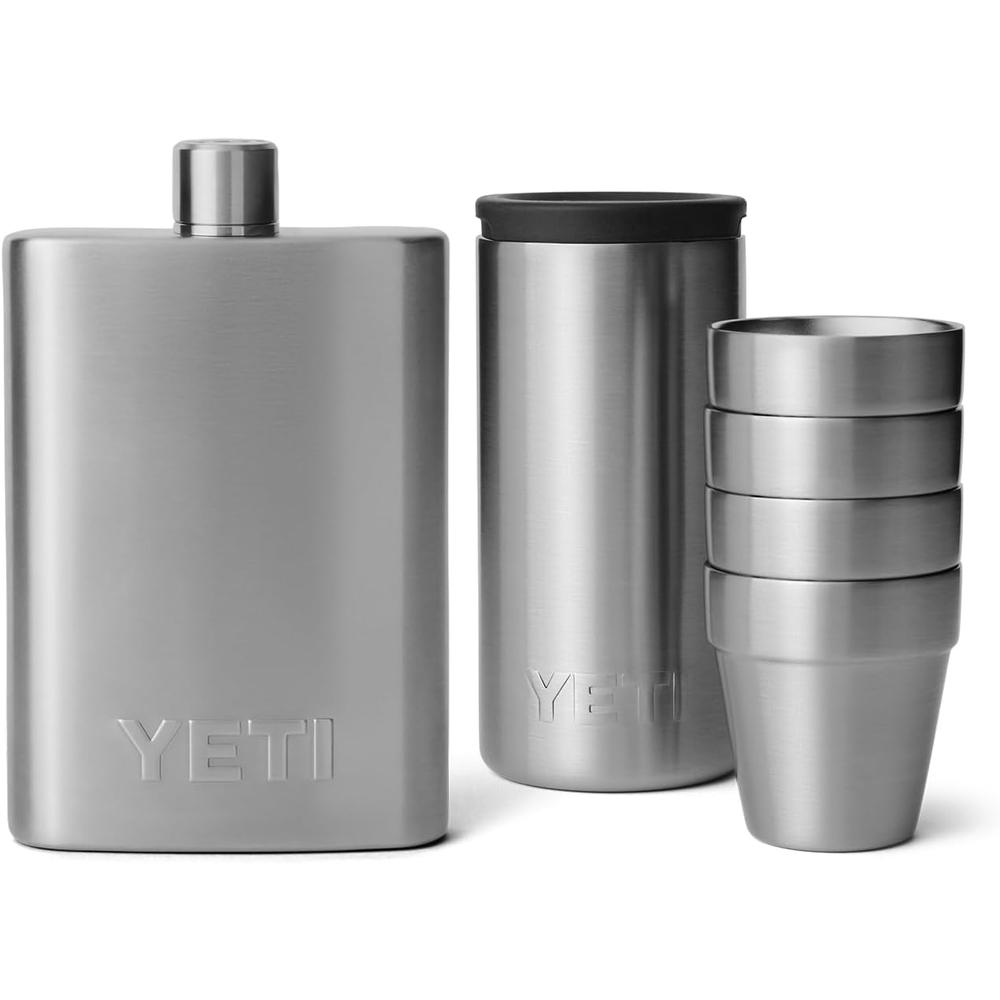 YETI Frasco de 7 oz conJuego de vasos de shots aJuego color acero