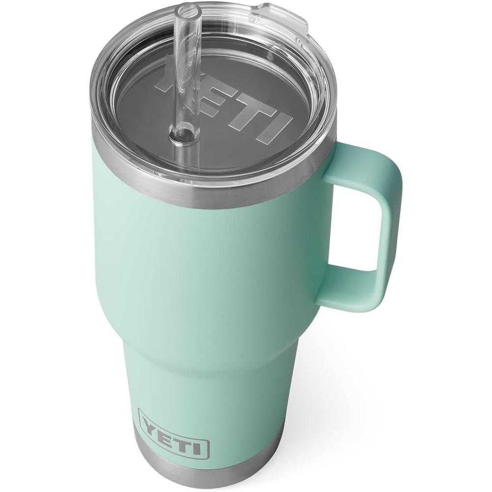 YETI Rambler Vaso de 35 oz de acero inoxidable con asa y tapa con sorbete color turquesa