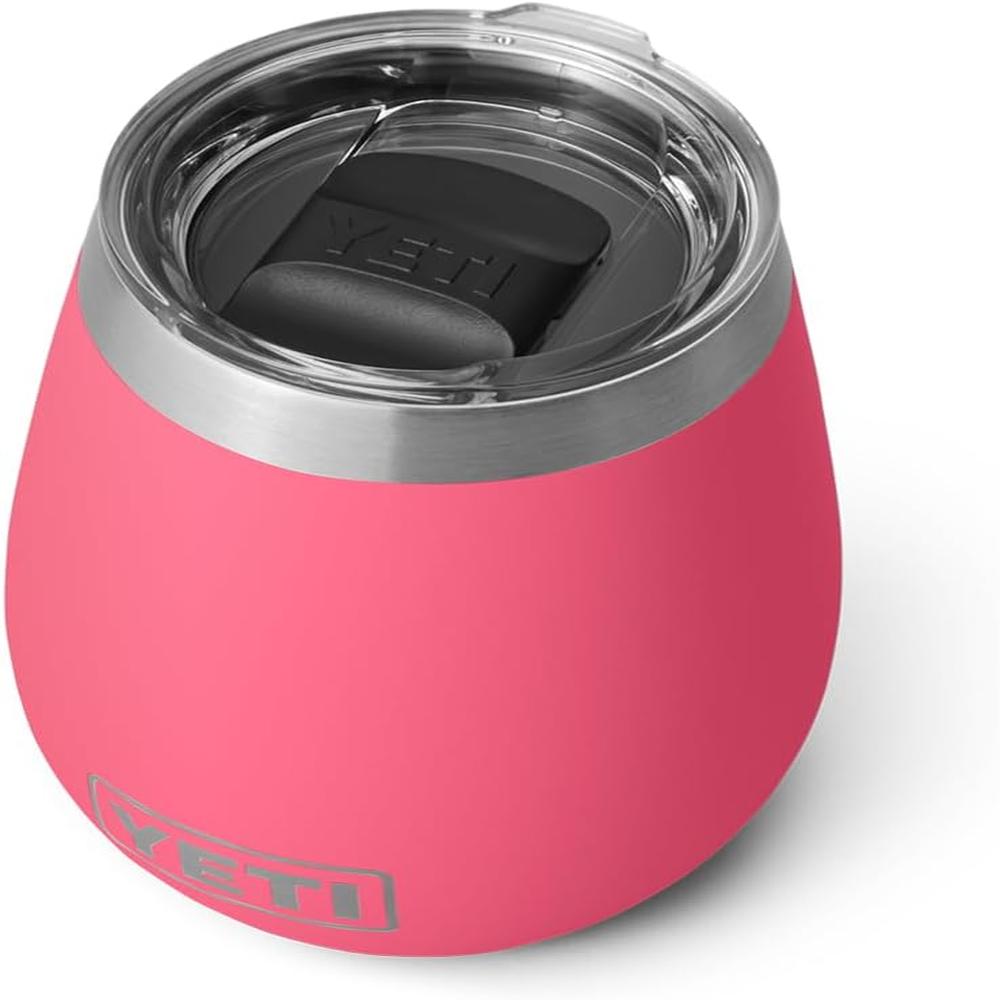 YETI Rambler Vaso de vino de 10 oz de acero inoxidable con tapa MagSlider color rosa