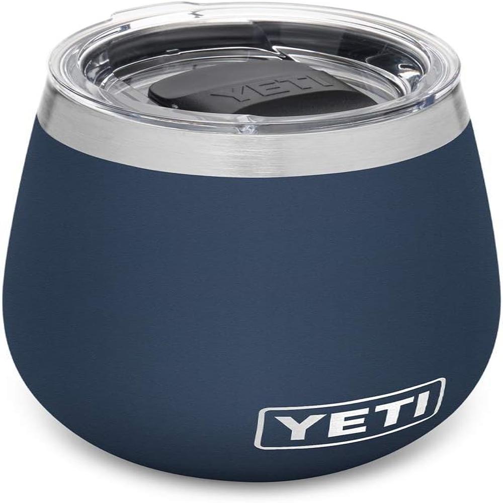 YETI Rambler Vaso de vino de 10 oz de acero inoxidable con tapa MagSlider color azul marino