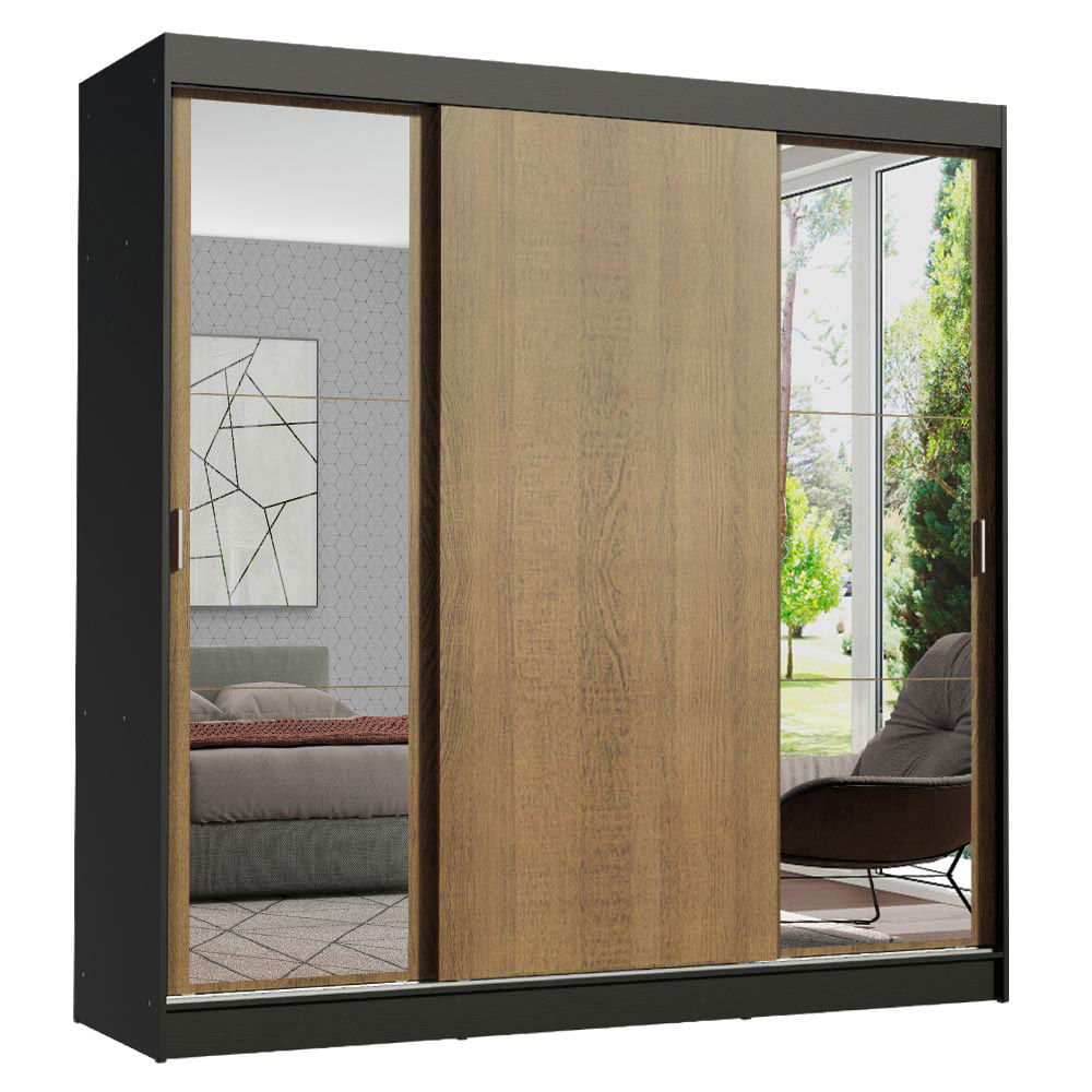 Ropero Doble Madesa Reno 3 Puertas Corredizas con 2 Espejos