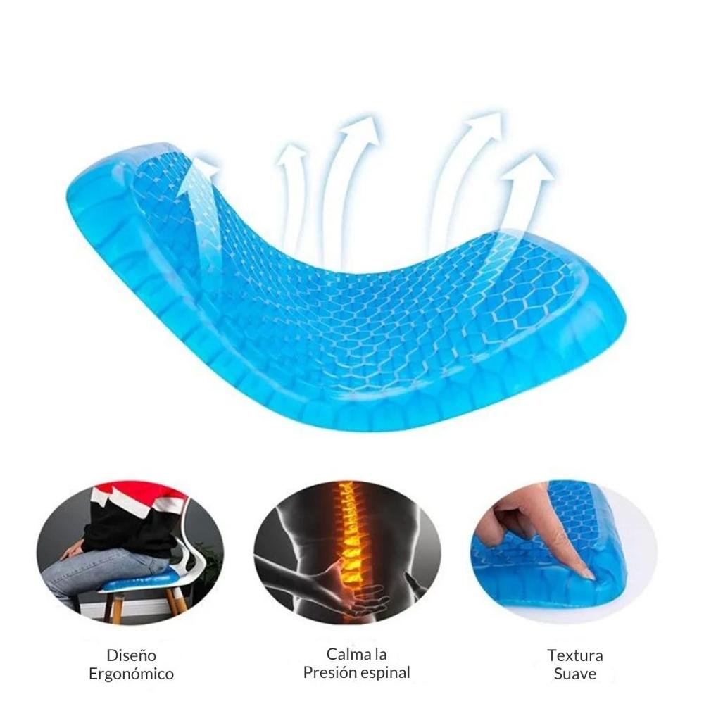 Cojín de Gel Ortopedico Antideslizante para asiento de Auto y oficina