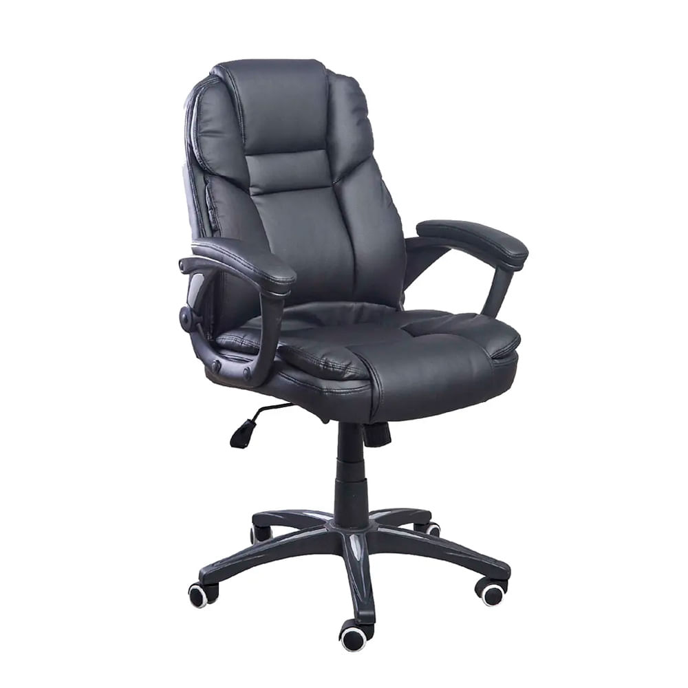 Silla de Oficina Ergonómica Premiun Gerente Cuero Negro Ofideas