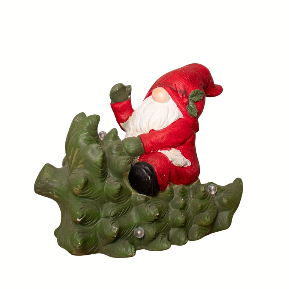 Figura Navideña Nomo con Árbol de Cerámica