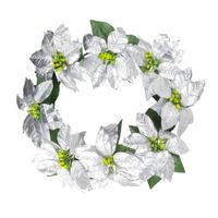 Decoración Navideña Corona 40CM con 8 Poinsettias