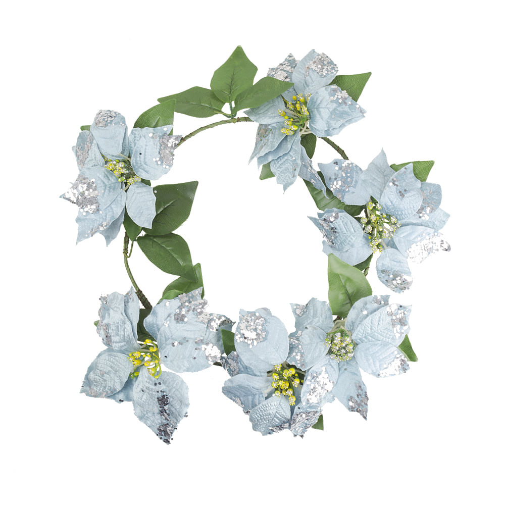 Corona Decorativa con 8 Flores Poinsettia 40CM PVC Corona Decorativa con 8 Flores Poinsettia 40CM PVC