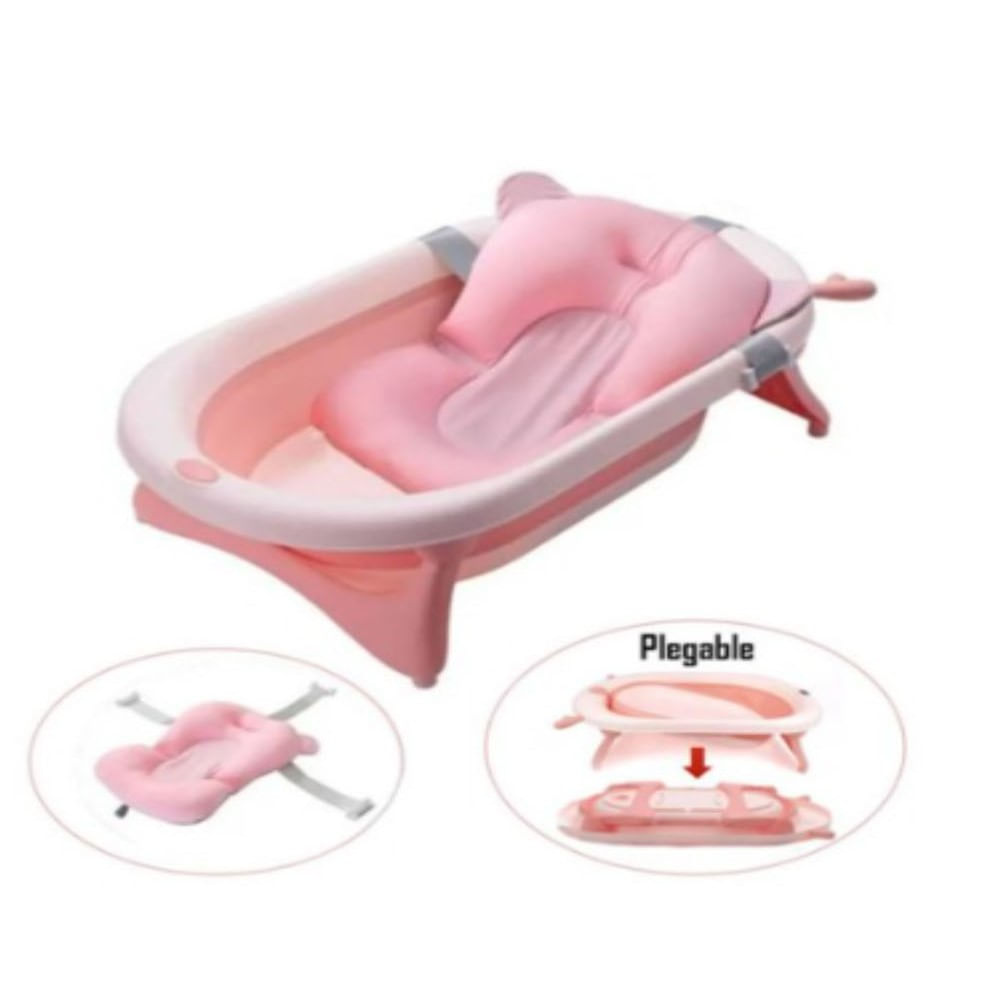 Tina Bañera Plegable y Portátil para Bebe Rosado