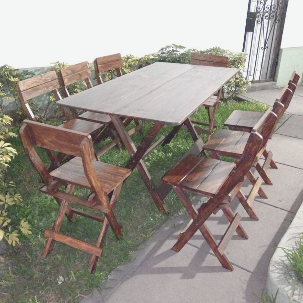Juego de Comedor de Terraza Plegable Plus 8 Sillas