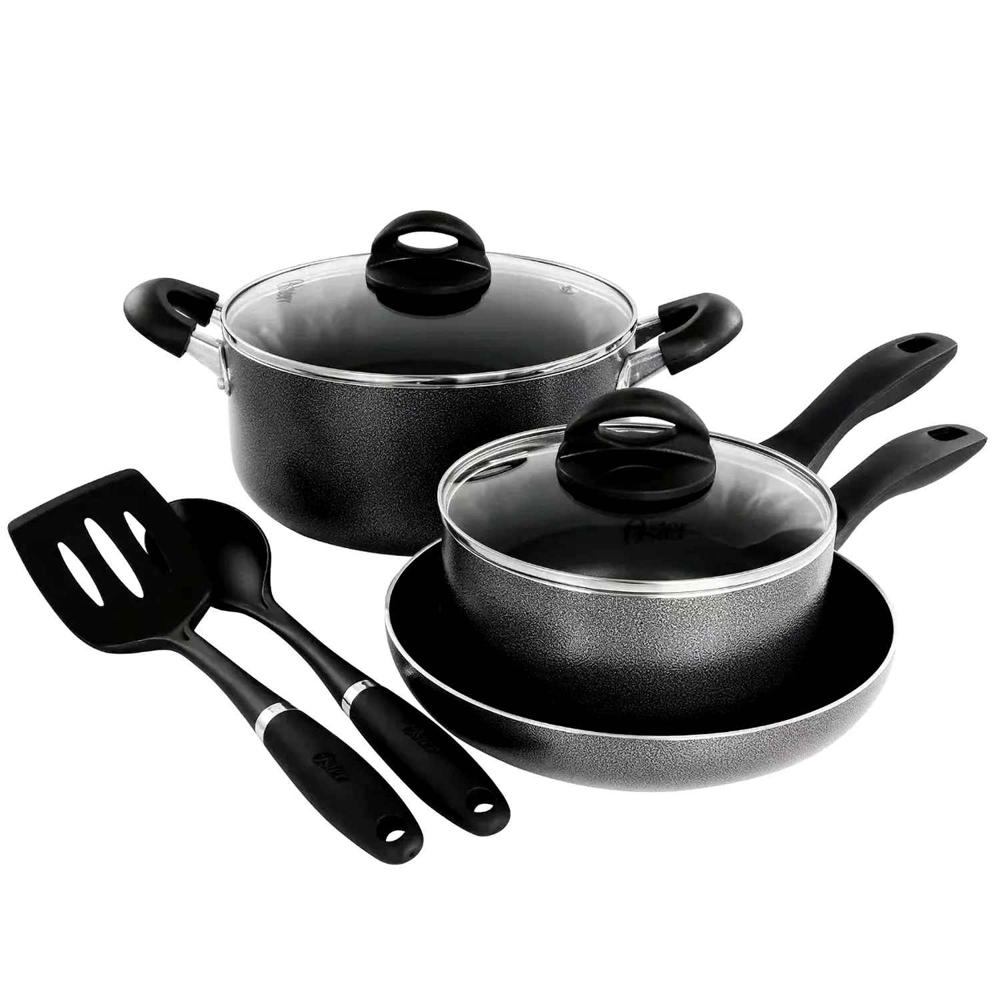 Juego de Ollas aluminio antiadherente 7 piezas Clairborne Oster gris