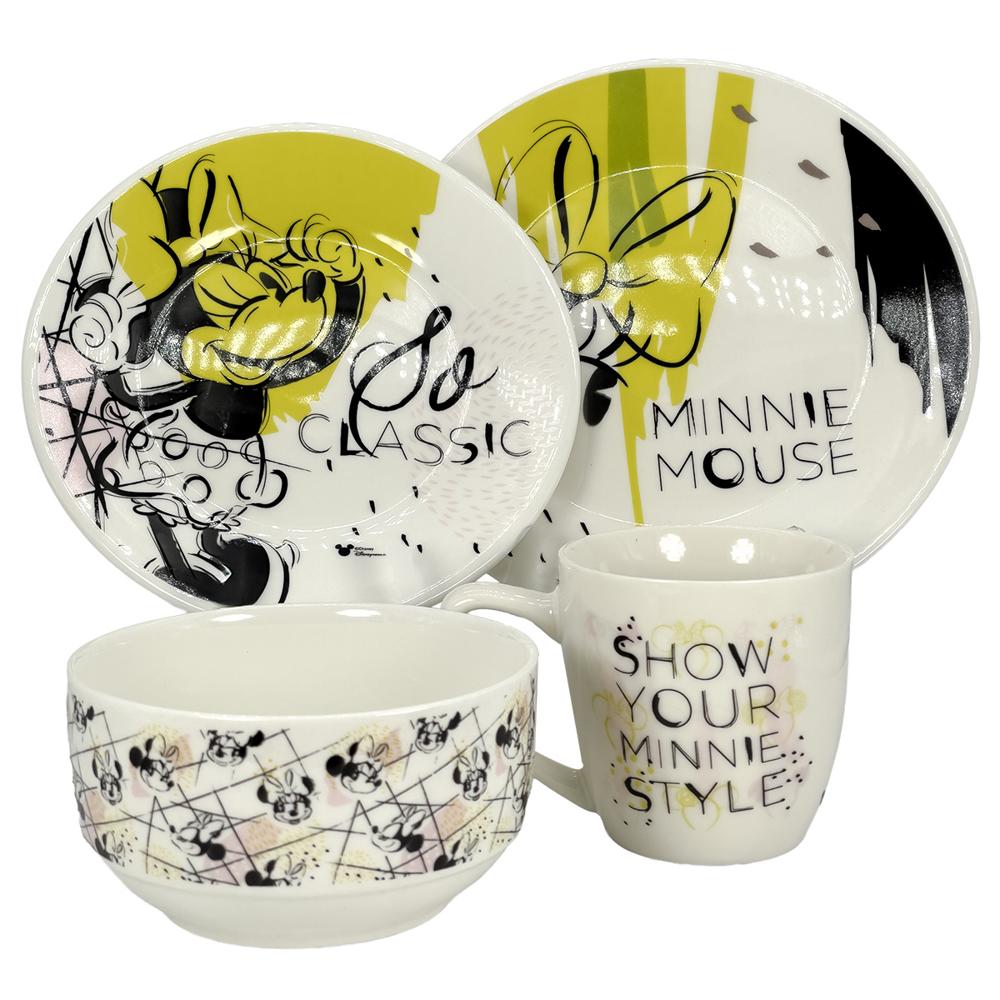 Set de Vajillas Minnie Mouse Amarillo Disney 4 pzas
