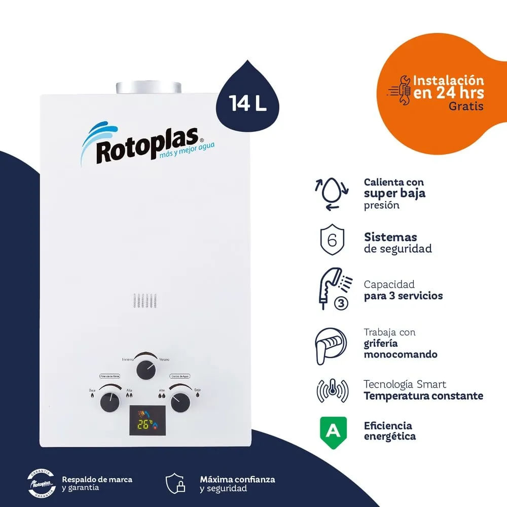 Terma a Gas Flaming 14lt Glp Rotoplas - 500445